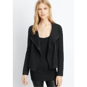 Vince Stretch Frise Black Asymmetrical Jacket Small